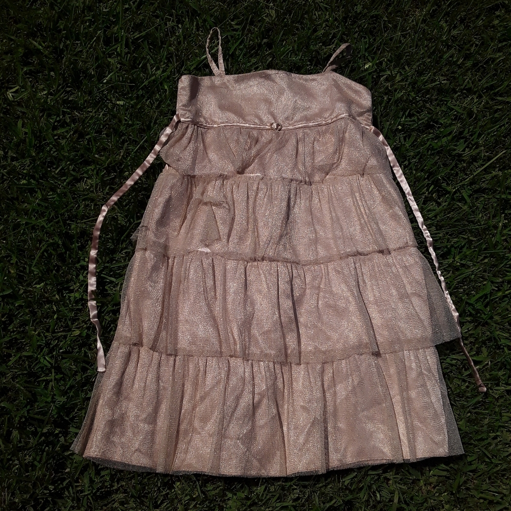👑Metallic gold tiered party dress with diamonds👑